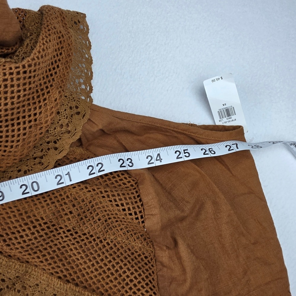 Old Navy NWT Tobacco Brown Cotton Lace Flutter Sleeve Swing Dress 878100 Size 3X - Picture 7 of 8